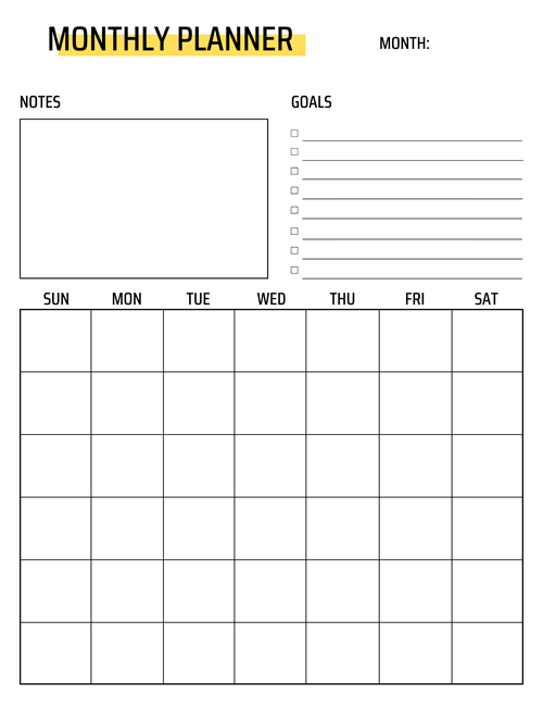 Juztebookstore Digital Calendar Planner - month