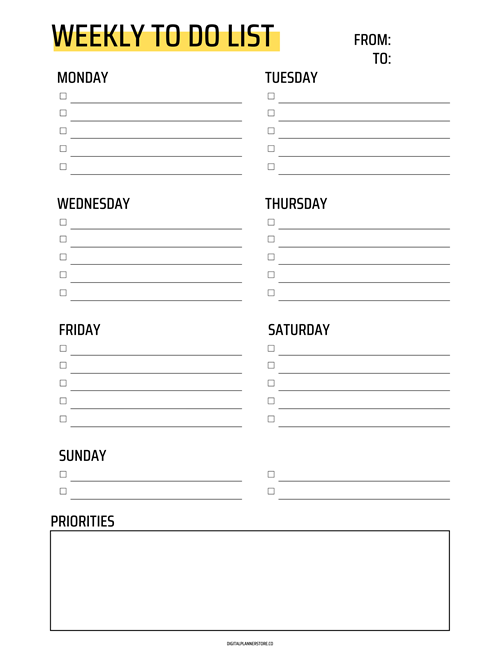 Juztebookstore Digital Calendar Planner - week